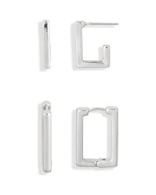 Leith White 2-Pack Rectangle Earrings