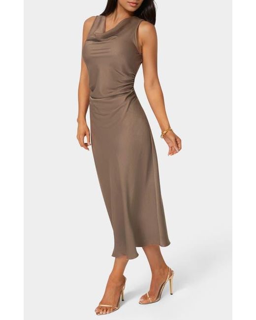 bebe brown dress Bebe Women's Satin Sleeveless A-Line Maxi Dress