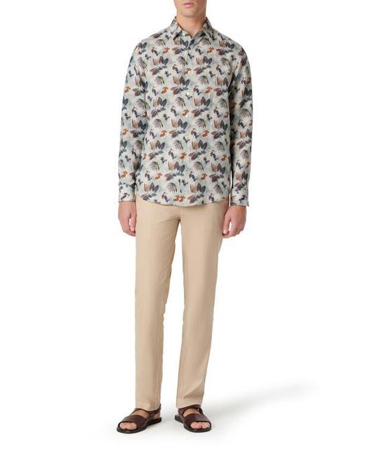 Bugatchi Multicolor Julian Shaped Fit Frond Print Linen Button-Up Shirt for men