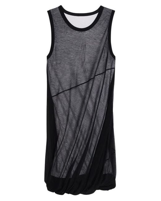 Helmut Lang Black Bubble Hem Cotton Dress