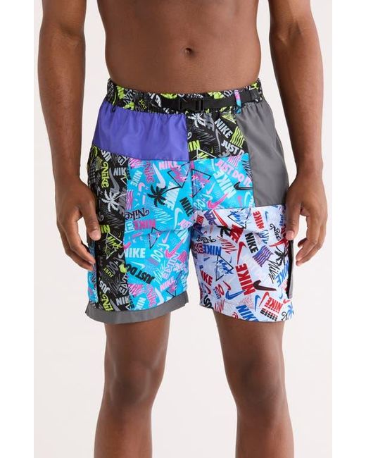 Nike Blue 7-Inch Volley Swim Trunks for men