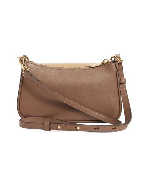 Kate Spade Brown Double Up Croc-Embossed Crossbody Bag