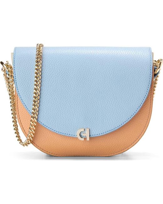 Cole Haan Evie Chain Saddle Crossbody Bag in Blue | Lyst