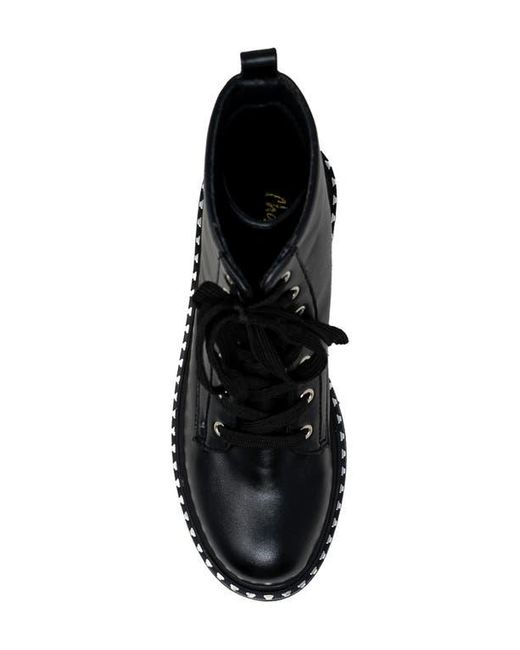 In Touch Footwear Black Mira Studded Lug Combat Boot