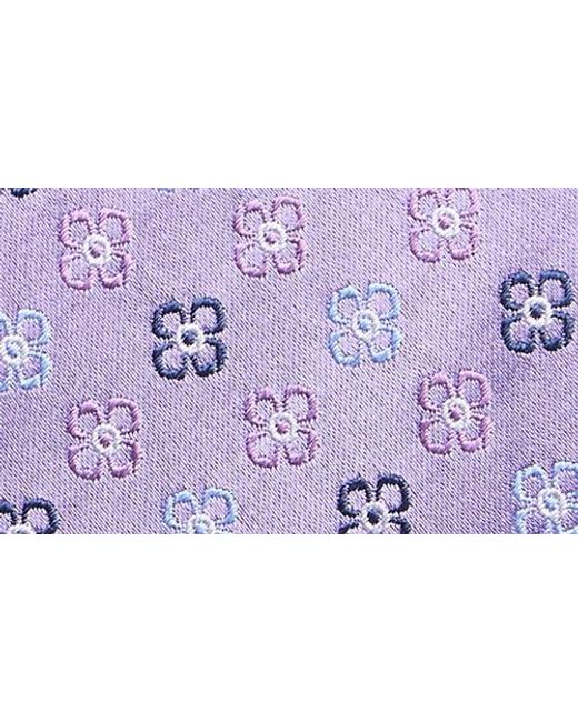 Duchamp Purple Medallion Print Silk Tie for men