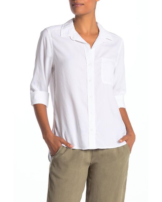 Cloth & Stone White Shirt Tail Button Down Shirt
