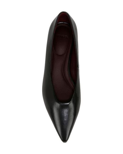 Vince Black Pointed Toe Leather Flat Shoes