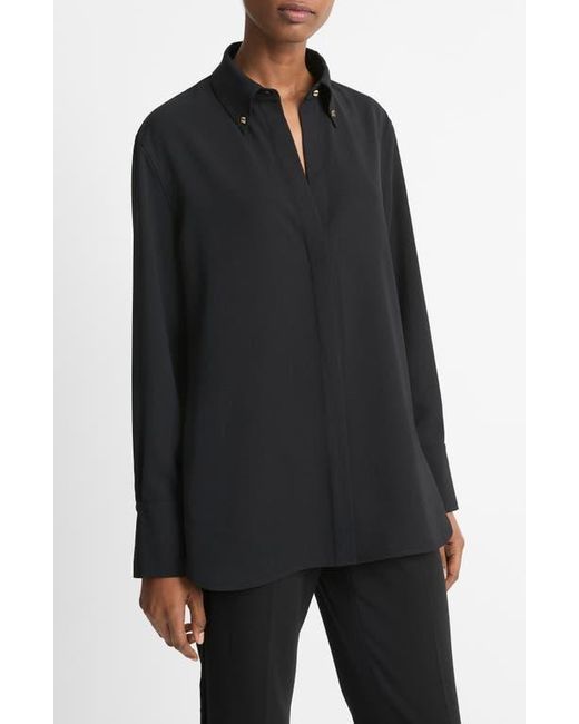 Vince Black Stud Collar Detail Button-Down Shirt