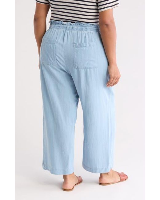 Tahari Blue Tencel Crop Wide Leg Pants