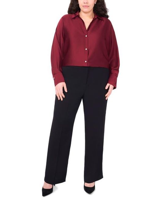 Halogen® Red Charmeuse Button-Up Shirt