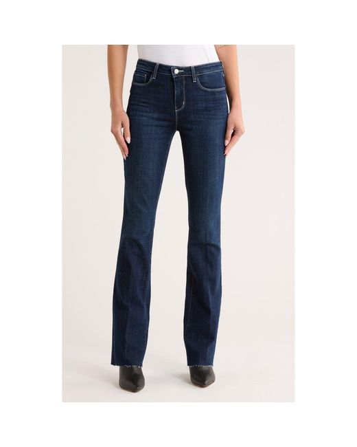 L'Agence Blue Ruth High Waist Raw Hem Straight Leg Jeans