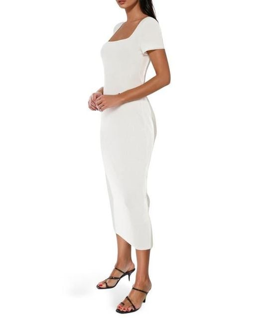 Bebe White Square Neck Midi Dress
