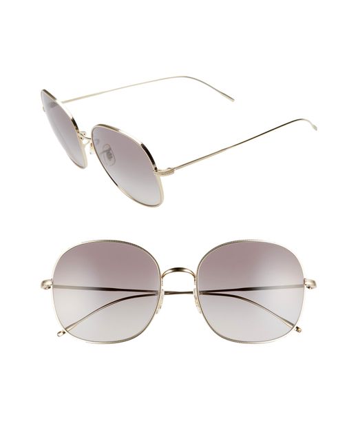 Oliver Peoples Metallic Mehrie 57mm Gradient Round Sunglasses In Soft Gold/grey Gradient At Nordstrom Rack