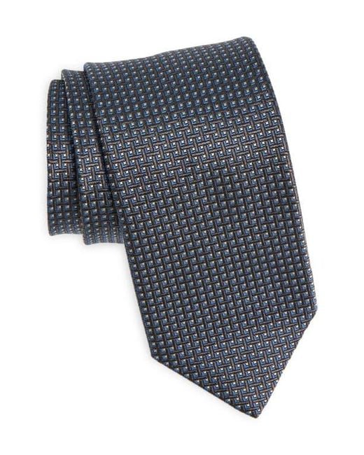 David Donahue Gray Geometric Pattern Silk Tie for men