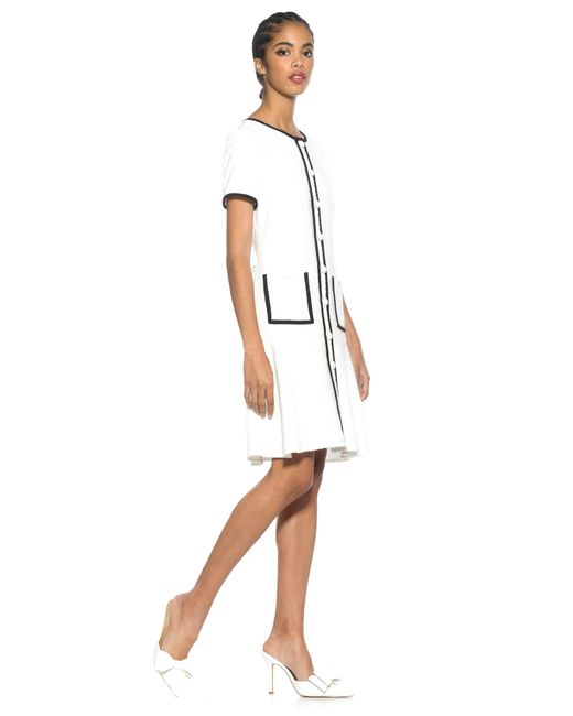 Alexia Admor White Brecken Short Sleeve Tweed Dress