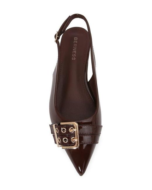 BERNESS Brown Buckle Slingback Pointed Toe Flat
