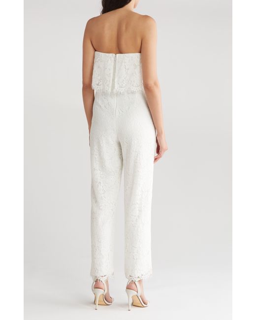 Lulus White Power Of Love Strapless Lace Jumpsuit