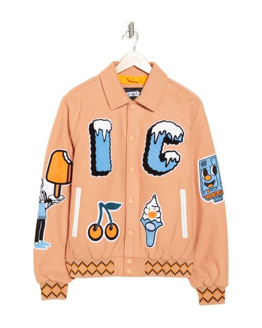 ICECREAM Orange Eugene Wool Blend Varsity Jacket for men
