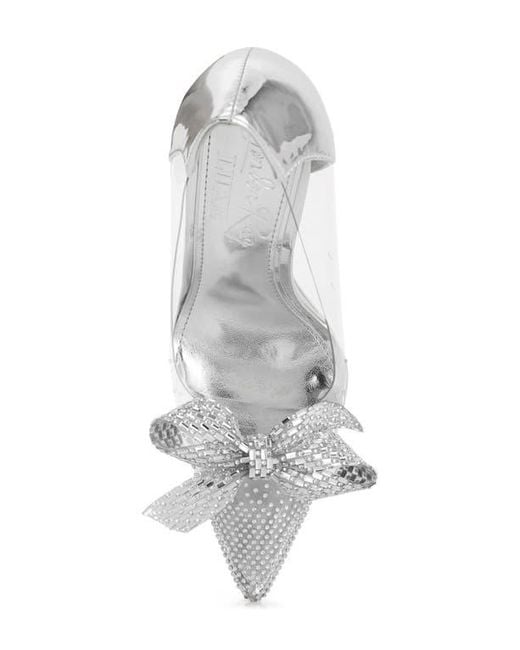 LONDON RAG White Erika Crystal Embellished Bow Clear & Metallic Pump