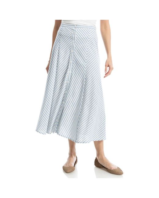 Max Studio Blue Yarn Dyed Button Front Maxi Skirt