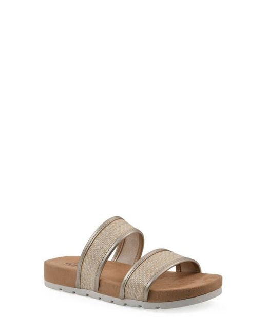 White Mountain Brown Tropical Slide Sandal