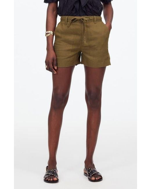 Madewell Green Drawstring Linen Shorts