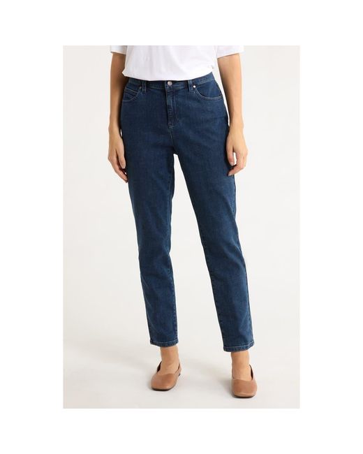 Eileen Fisher Women's Blue High Waist Slim Ankle Jeans