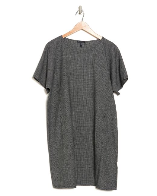 Eileen Fisher Gray Dolman Short Sleeve Hemp & Organic Cotton Dress