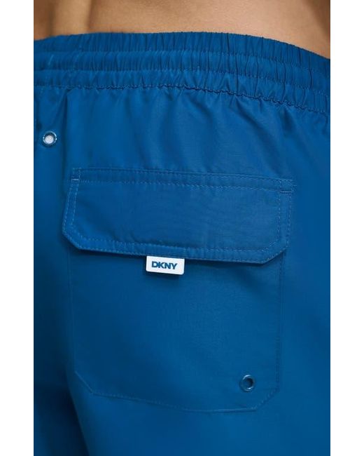 DKNY Blue Core Solid Swim Trunks for men