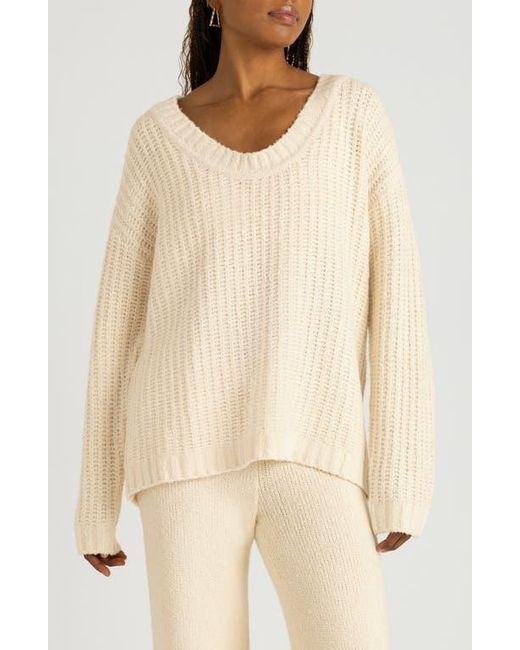 Florence By Mills Natural Open Stitch V-Neck Pullover