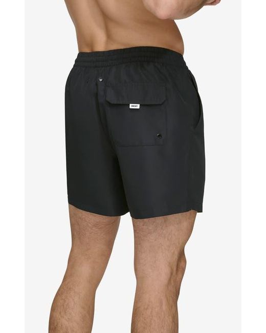 DKNY Black Core Solid Swim Trunks for men