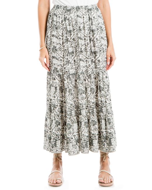 Max Studio Multicolor Floral Tiered Maxi Skirt