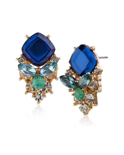 Jardin Blue Cushion Crystal Drop Earrings