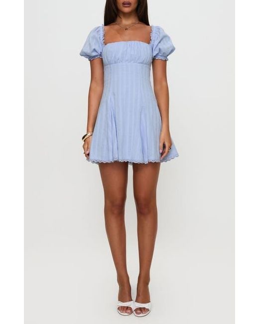 Princess Polly Rabatia Puff Sleeve Cotton Minidress in Blue | Lyst