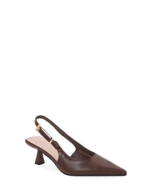 BERNESS Brown Cassandra Slingback Kitten Heel Pump