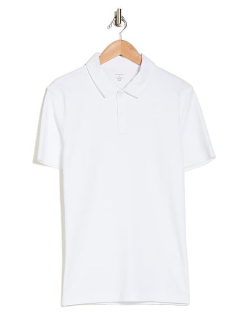 14th & Union White Solid Interlock Polo for men
