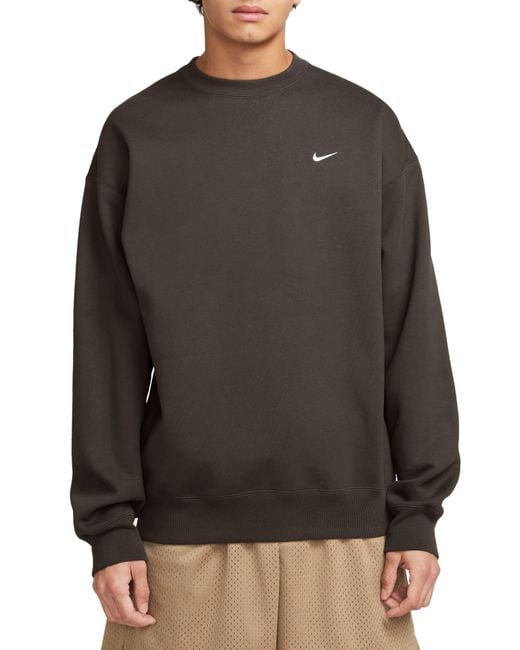 Nike Gray Solo Swoosh Oversize Crewneck Sweatshirt for men