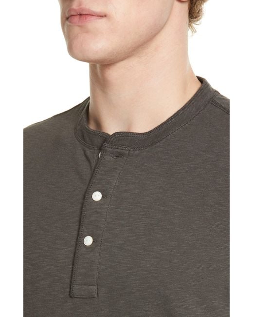 Faherty Brand Gray Short Sleeve Heathered Cotton Blend Henley for men
