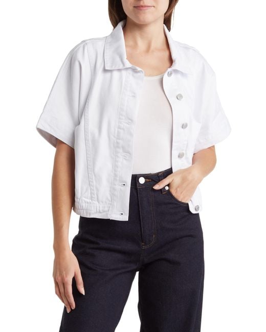Habitual White Oversize Short Sleeve Crop Denim Jacket