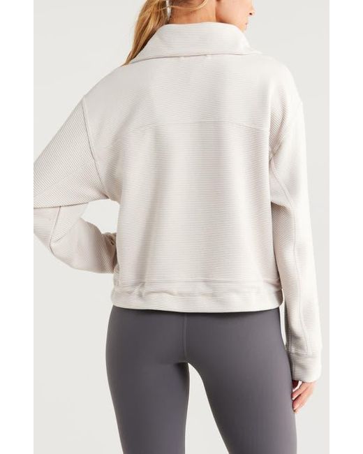 Zella White Kickback Ottoman Half Zip Pullover