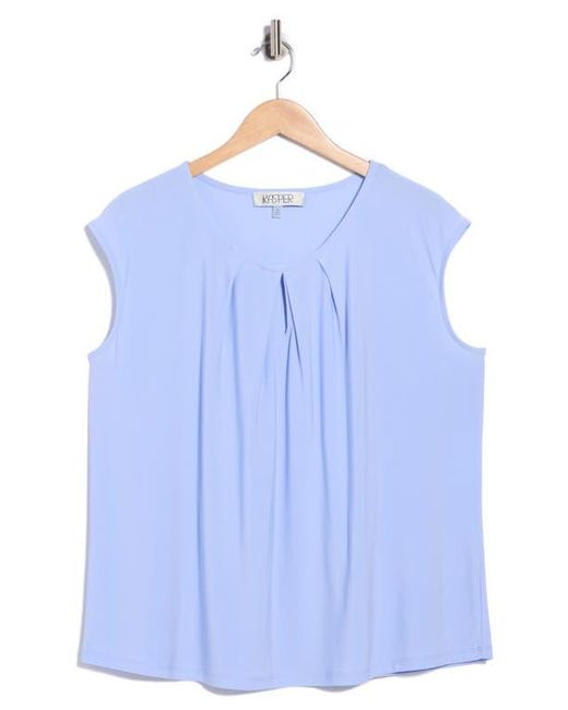 Kasper Blue Cap Sleeve Top