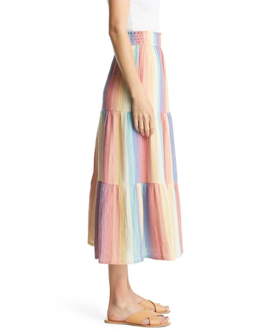 Marine Layer Multicolor Corrine Rainbow Stripe Tiered Maxi Skirt