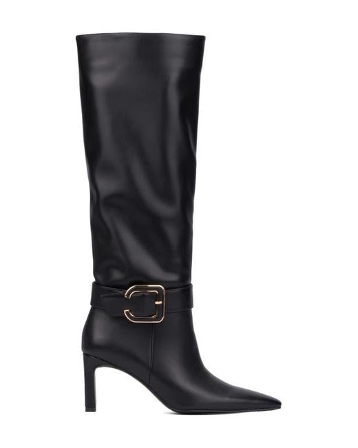 TORGEIS Black Faux Leather Tall Belt Boot