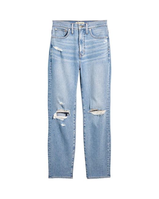 Madewell Blue Ripped High Waist Mom Jeans