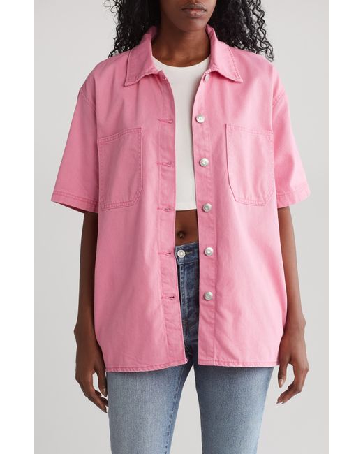Kensie Pink Short Sleeve Oversize Shacket