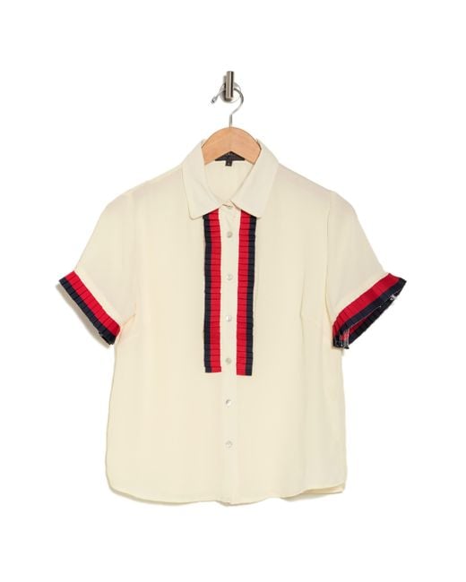 Gracia White Pleated Button-up Shirt