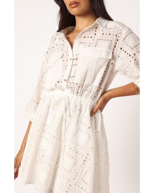 Petal & Pup Natural Renn Cotton Eyelet Shirtdress