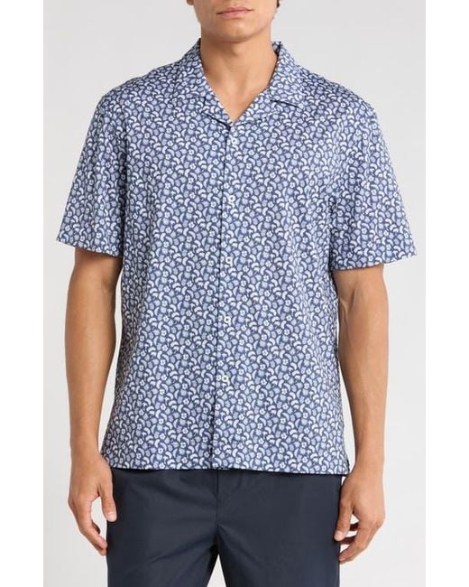 Bugatchi Blue Ooohcotton Short Sleeve Button-Up Shirt for men