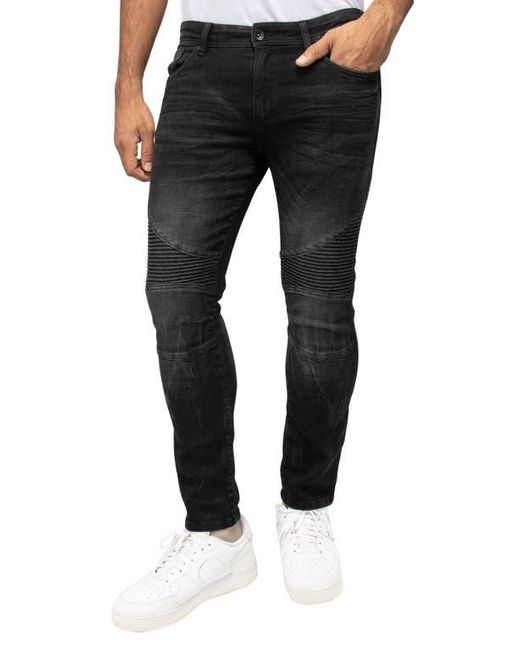 Xray Jeans Black Distressed Moto Slim Jeans for men