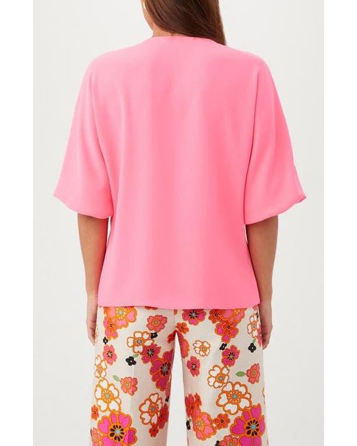 Trina Turk Pink Sail Puff Sleeve Button-Up Top